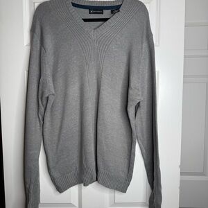 Bachrach Gray V-Neck Sweater Classic Knit